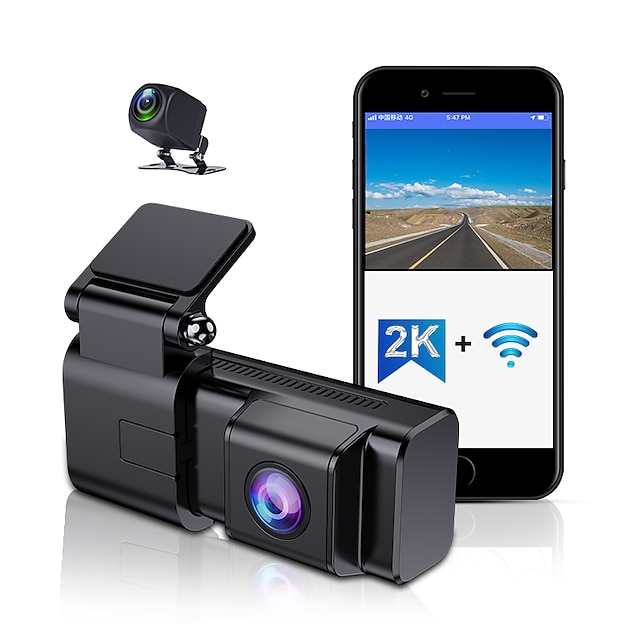 מצלמת dashcam 2k1080p נסתרת מקליט מצלמה קדמית ואחורית qhd 2k dvr לרכב עם 2 cam dashcam wifi מקליט וידאו צג חניה 24 שעות