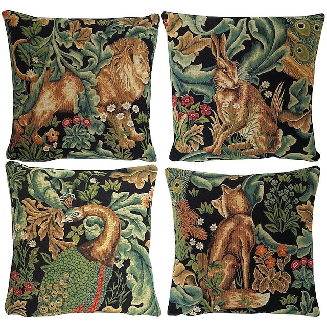  William Morris, doppelseitiger Kissenbezug, 4 Stück, weich, dekorativ, quadratisch, Kissenbezug für Schlafzimmer, Wohnzimmer, Sofa, Couch, Stuhl