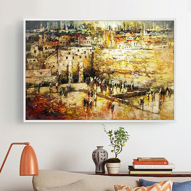  mintura perete plângerii lucrat manual Ierusalim peisaj picturi în ulei pe pânză artă de perete decorare modernă abstractă textură groasă imagine pentru decor interior pictură rulată fără rame