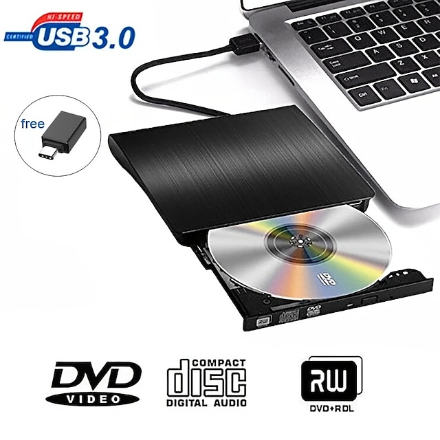  External DVD Player USB3.0 Type-C Dual interface Computer Drive Burner Household DVD-RW Writer Dual Ports Reader Recorder Laptop