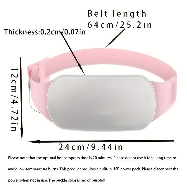 وسادة التدفئة اللاسلكية المحمولة وسادة التدفئة الحيض مع 3 مستويات الحرارة و 6 أوضاع تدليك الاهتزاز الكهربائية سريعة التدفئة البطن التفاف حزام الظهر أو البطن التدفئة وسادة للنساء