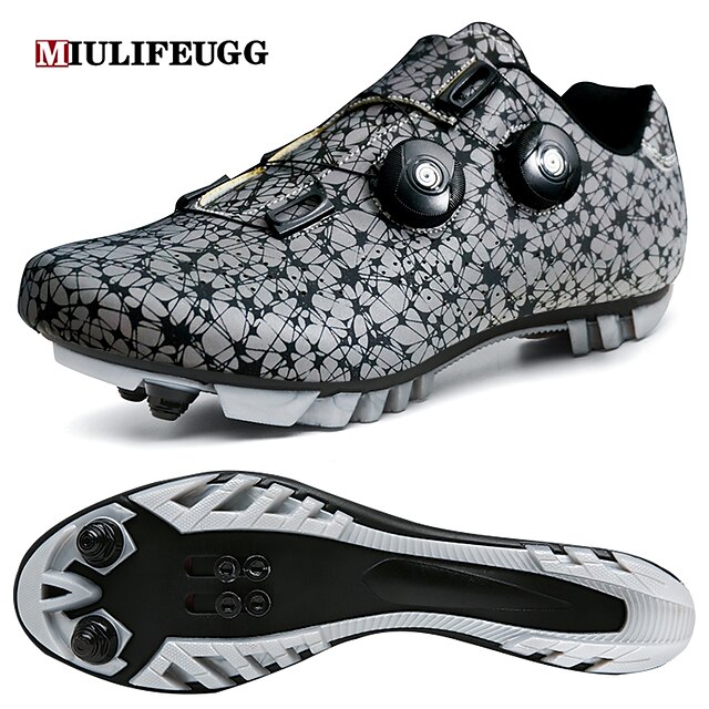  Adults' Mountain Bike Shoes Bike Shoes With Cleats Breathable Mountain Bike MTB Black White Men's Women's Cycling Shoes