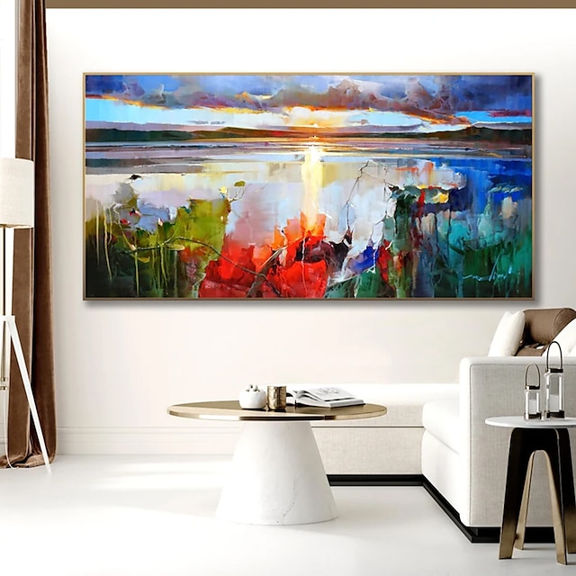  Pinturas al óleo hechas a mano lienzo decoración de arte de la pared moderno abstracto colorido nubes auspiciosas paisaje para sala de estar decoración del hogar enrollado sin marco pintura sin