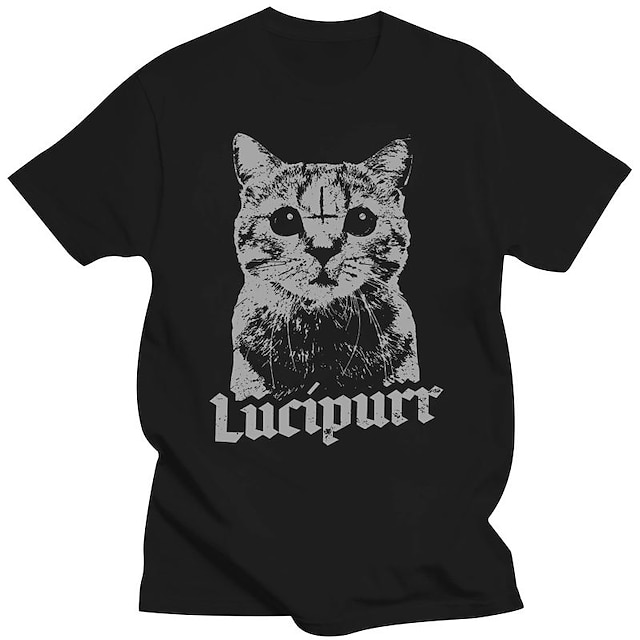  Dyr Kat Lucipurr T-shirt Trykt mønster Gadestil Til Par Herre Dame Voksne Varmstempling Afslappet / Hverdag