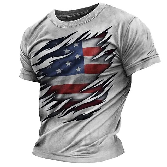 Hombre Camiseta Cuello Barco Graphic Bandera Ropa Impresión 3d Exterior Diario Estampado Manga 6019