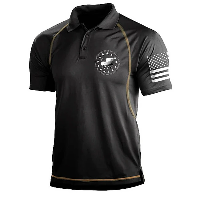 Men's Button Up Polos Lapel Polo Polo Shirt Golf Shirt Graphic Prints ...