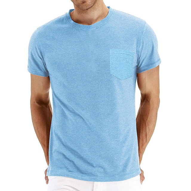  男性用 Tシャツ ティートップ 平織り クルーネック ストリート バケーション 半袖 フロントポケット 衣類 ファッション デザイナー ベーシック