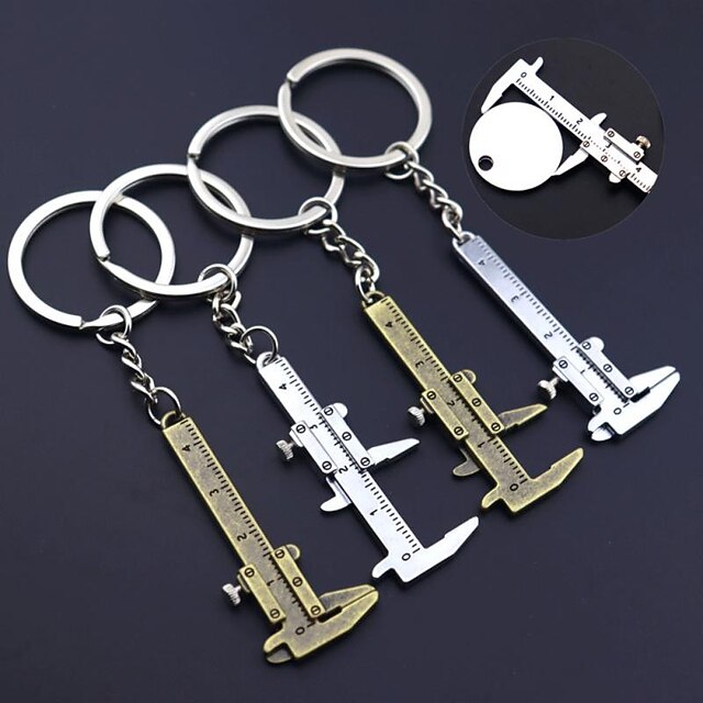 1pc Portable Mini Caliper Tools Key Ring Alloy Vernier Caliper Key