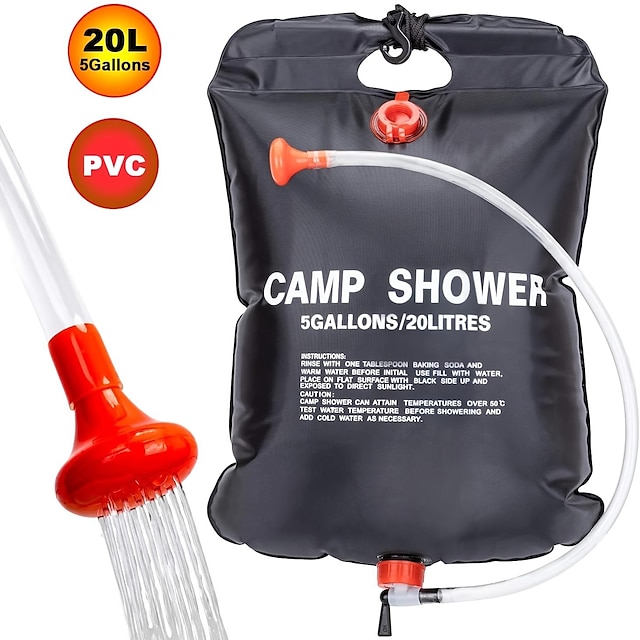 キャンプシャワー用ポータブルキャンプシャワーバッグ、アウトドアキャンプ旅行用20lソーラーシャワーシャワーバッグ