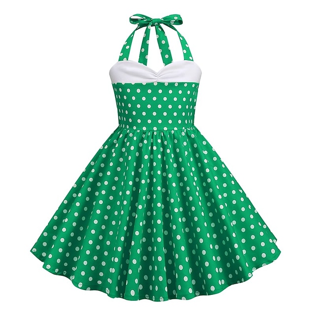  שמלת קו 50 רטרו וינטג' שנות ה-50 שמלת נדנדה שמלת נדנדה שמלת ילדות תחפושת וינטג' קוספליי שמלה יומיומית