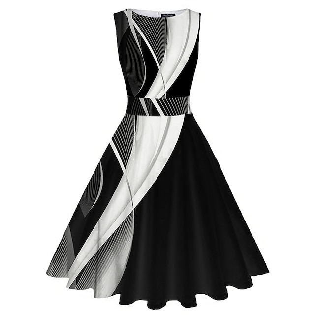 Women's Retro 1950s Vintage Tea Dresses Midi Dress Daily Date Ruched