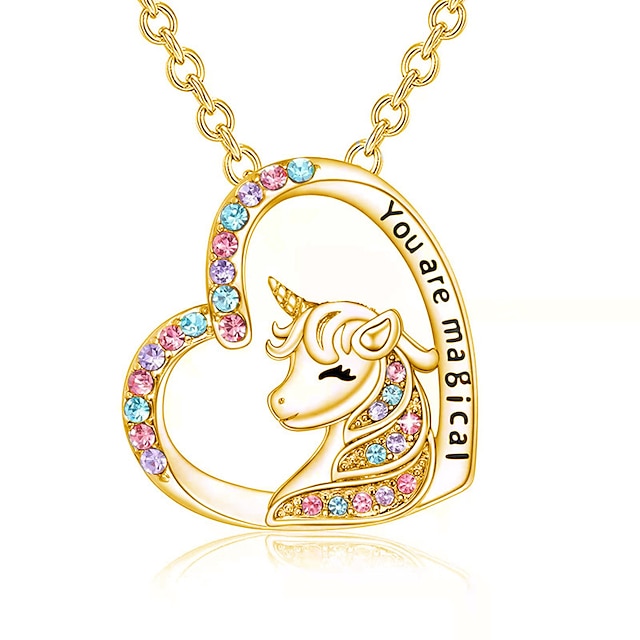  Unicorn Necklace Cute Colorful Diamond Accessories Necklace Gift