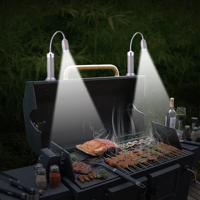  2 stks barbecue grill licht magnetische basis super heldere led bbq lichten outdoor 360 graden flexibele zwanenhals barbecue licht verstelbare batterij