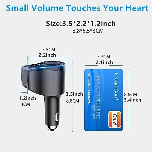 Usb Splitter For Car, 4 In 1 USB C Car Charger, 36W Multi USB Cigarette