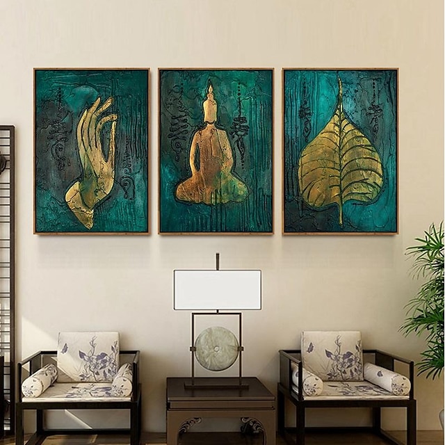  Pintura decorativa tailandesa, pósteres de pared de estilo del sudeste asiático, impresiones en lienzo de buda de yoga de loto de bergamota de la india, decoración para sala de estar