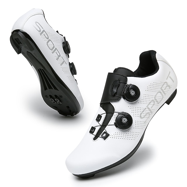  Adults' Road Bike Shoes Bike Shoes With Cleats Breathable Road Cycling Cycling / Bike Black White Men's Women's Cycling Shoes