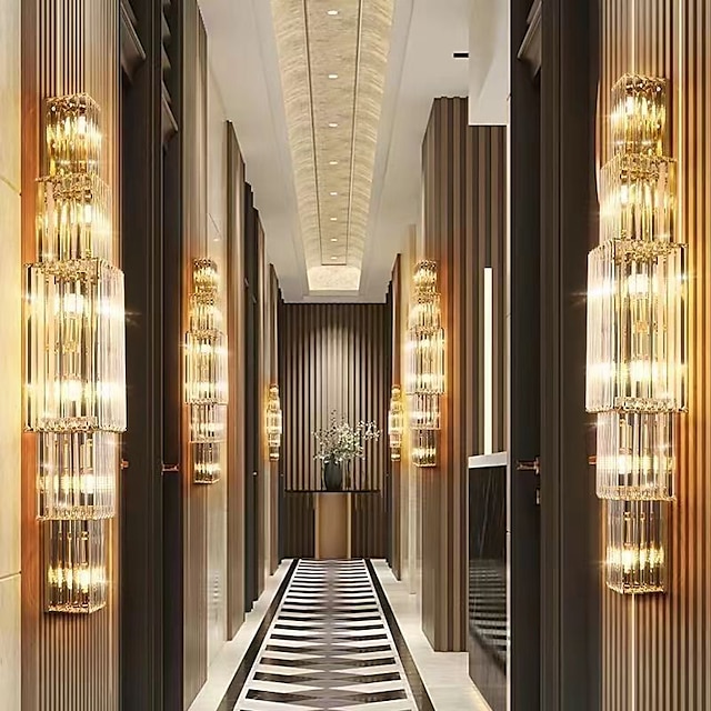  led lys luksus krystall vegglampe hotell prosjekt betaling ktv korridor dekorasjon villa duplex bygning modell rom stue lamper