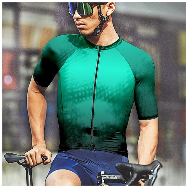  Tricou de ciclism pentru bărbați, 21 grame, top pentru bicicletă cu mânecă scurtă, cu 3 buzunare din spate, bicicletă de munte, mtb, bicicletă de drum, benzi reflectorizante, respirabile, care absorb