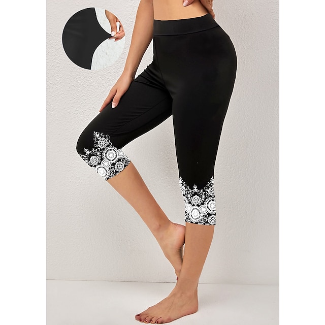  Women's Yoga Leggings Tummy Control Butt Lift Yoga Fitness Gym Workout High Waist Floral Capri Leggings Bottoms 1# 2# 3# Sports Activewear High Elasticity