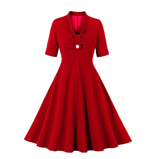 Retro Vintage 1950s Swing Dress Flare Dress Audrey Hepburn Womens Cosplay Costume Casual Daily 4648