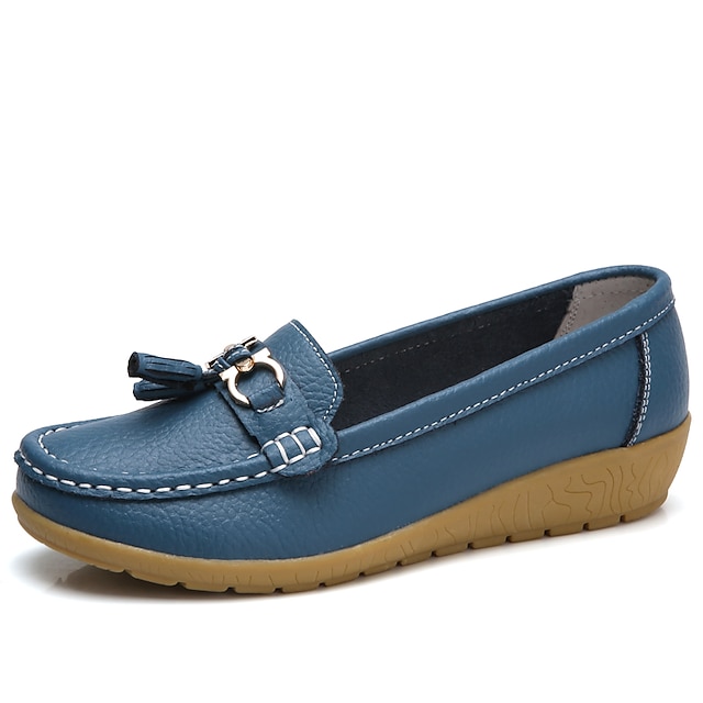  Femme Ballerines Slip-Ons Grandes Tailles Mocassins Classiques Chaussures souples Travail du quotidien Marche Couleur unie Eté Talon Plat Bout carré Décontractées Minimalisme Faux Cuir Polyuréthane