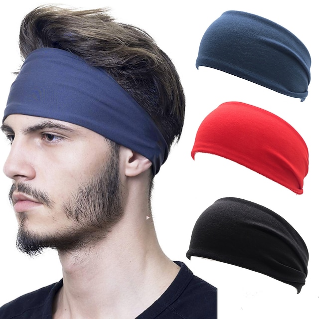  Sports Headband Men's Women's Headwear Solid Colored Breathable Sweat wicking Quick Dry for Fitness Gym Workout Running Summer Spring Dark Grey fluorescent green Black