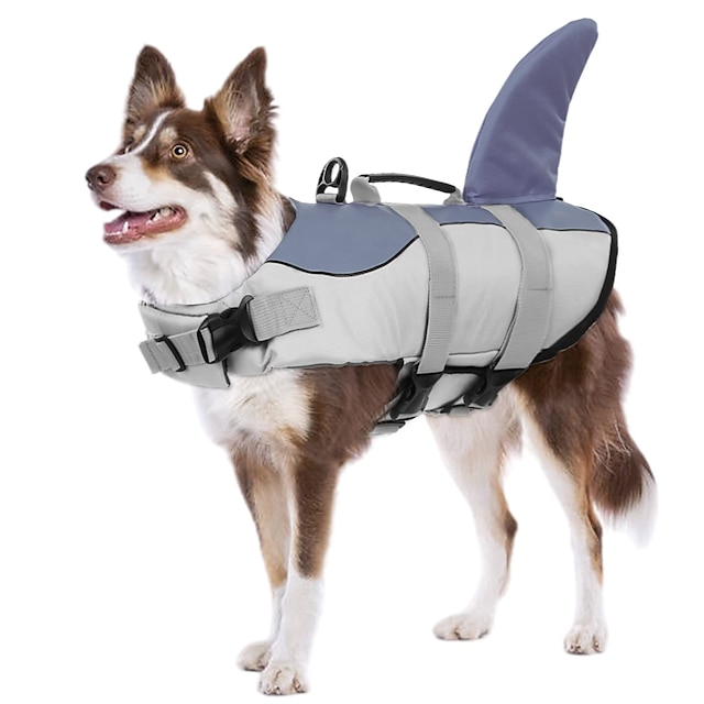  犬のライフ ジャケット サメ犬のライフ ベスト小中 & レスキューハンドル付きのボート/水泳反射水泳安全ベスト用大型品種ペットフロートコート