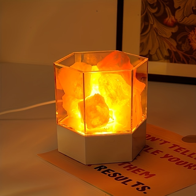  lâmpada de sal do himalaia lâmpada de rocha de sal de cristal natural para luz noturna quente, pacífica e romântica, iluminação doméstica decorativa saudável e moderna