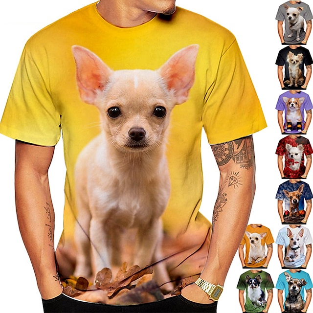  Animal Perro Chihuahua T-Shirt Anime 3D Gráfico Para Pareja Hombre Mujer Adulto Mascarada Impresión 3D Casual Diario