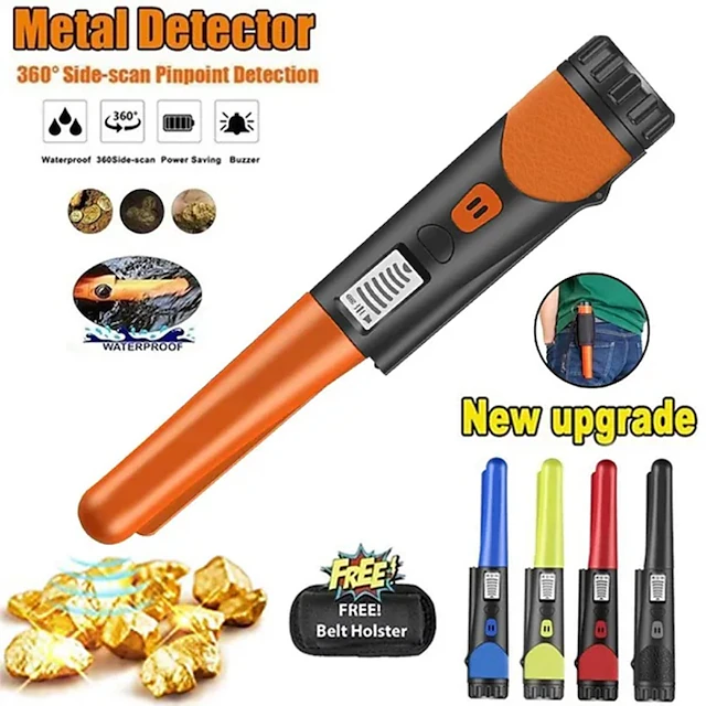 Metal Detector Portable High Sensitivity Metal Detector One-Button LED Indicator Gold Detector Pointer Metal Detector with Woven Holster Bag 14