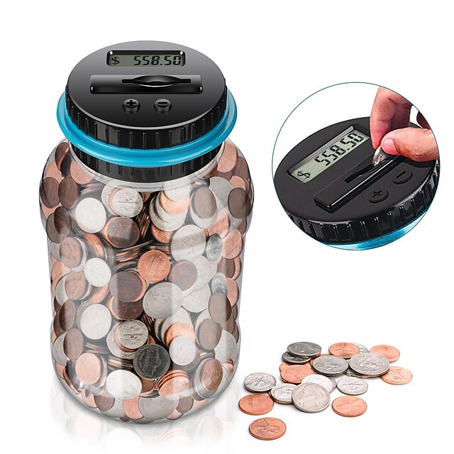  Digital Counting Money Jar: 800+ Coin Capacity, Kids Piggy Bank Powered By 2AAA Batteries (Not Included), Designed For All US Coins