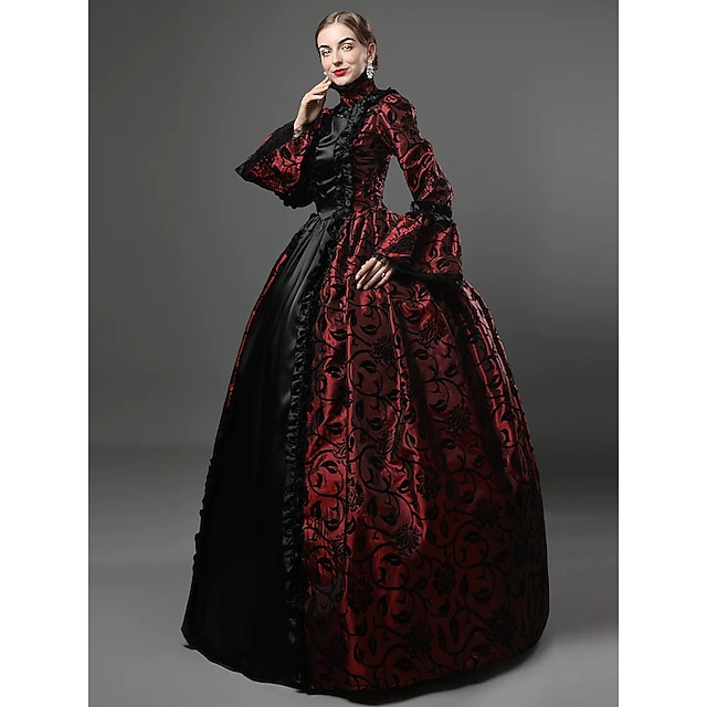  Cenușăreasa prințesă de epocă rochie din perioada colonială rococo victoriană de epocă cosplay petrecere de performanță halloween mânecă 3/4 maxi halloween