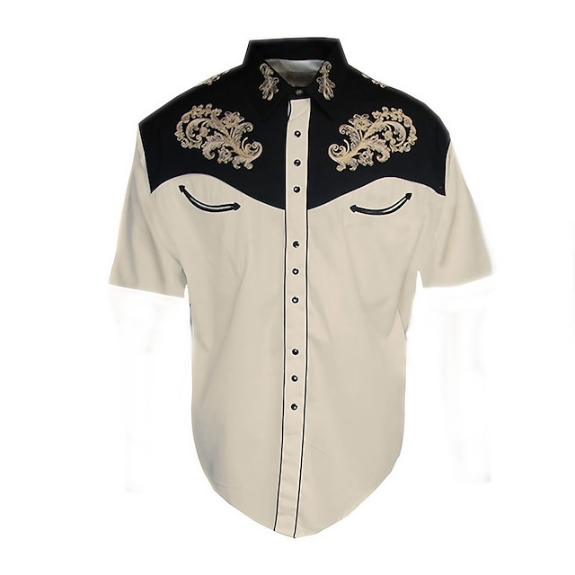  Herr Blommig Grafiska tryck Skjorta Västerländsk skjorta Cowboyskjorta Kortärmad Mode Streetwear Designer Utomhus Gata Dagligen Sommar Vår Nedvikt Mönster Aprikos
