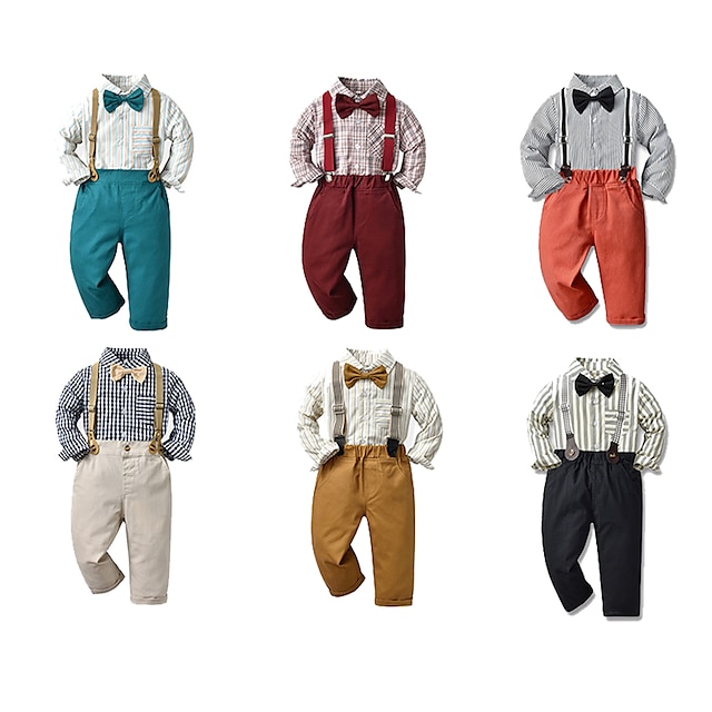 3 Stück kinderkleidung Jungen Shirt & Hose Outfit Feste Farbe Langarm Baumwolle Set Formal Modisch Sommer Frühling 7-13 Jahre 960 952 729