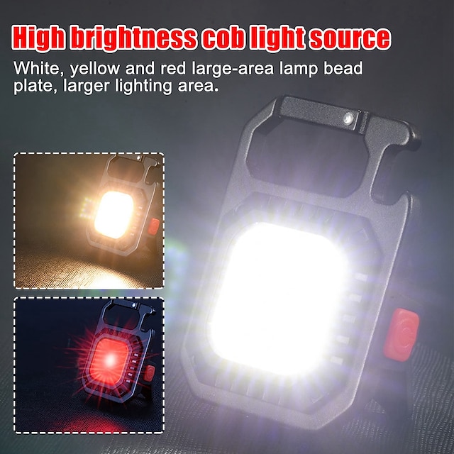  Mini Flashlights Portable Camping Lights Work Lights Outdoor Emergency 10W Multi-function Waterproof USB Rechargeable COB White Red Yellow Light 38 LED Beads 1PC