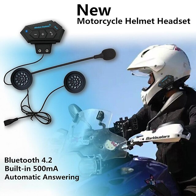  μοτοσικλέτα bluetooth 5.0 κράνος ενδοεπικοινωνία ασύρματο κιτ τηλεφωνικών κλήσεων hands-free στερεοφωνική συσκευή αναπαραγωγής μουσικής ενδοτηλεφώνου κατά των παρεμβολών