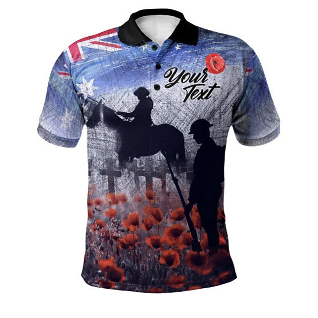 Men's Polo Shirt Lapel Polo Button Up Polos Golf Shirt Letter Graphic