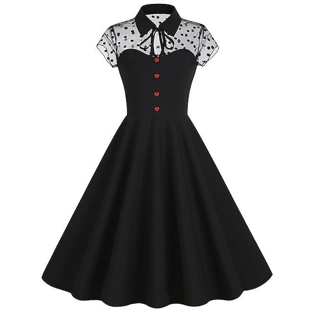 Retro Vintage 1950s Cocktail Dress Dailywear Dress Party Costume Flare ...