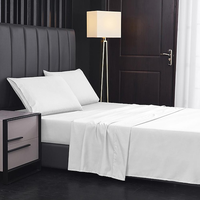  Conjunto de lençol de cama de microfibra supermacio para hotel de luxo egípcio com 4 peças, bolso profundo sem rugas de 14/18 polegadas