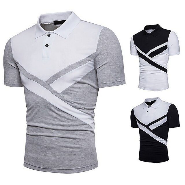  Herren Poloshirt Golfhemd Casual Festtage Kargen Klassisch Kurzarm Modisch Basic Farbblock Taste Sommer Regular Fit Schwarz Weiß Grau Poloshirt