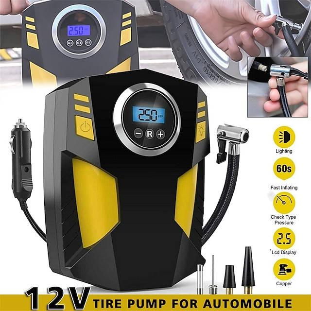  120W Car Portable Air Compressor Pump Digital Tire Inflator 150 PSI Auto Air Pump For Car Motorcycle LED Light Tire Pump