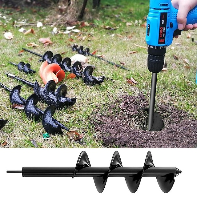  6 Sizes Garden Auger Drill Bit Tool Spiral Hole Digger Ground Drill Earth Drill For Seed Planting Gardening Fence Flower Planter