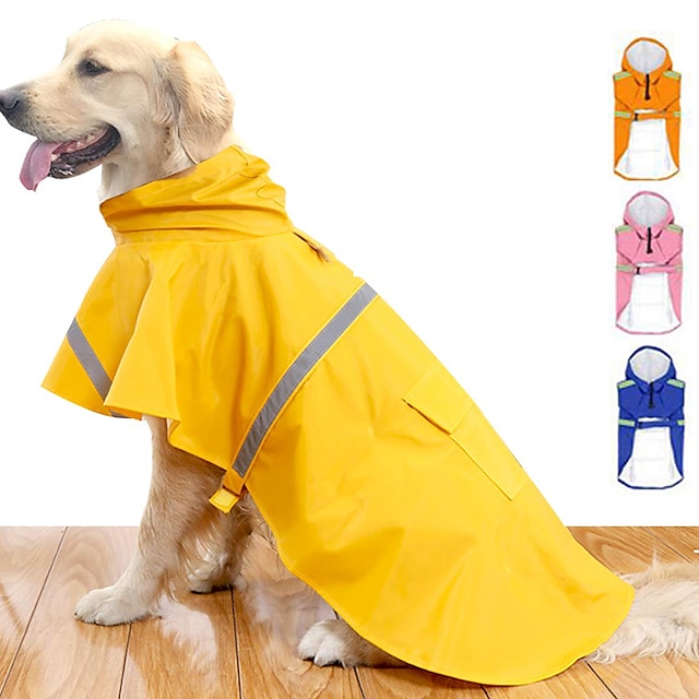  Dog Raincoats for Large Dogs with Reflective Strip HoodieRain Poncho Jacket for Dogs