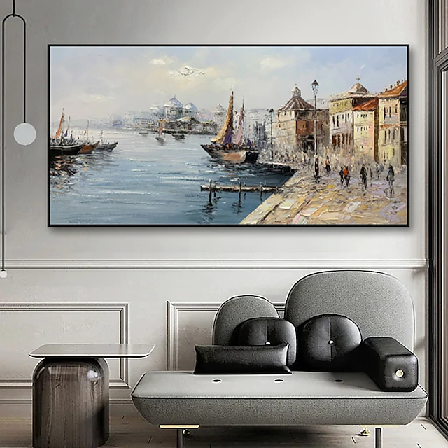 Handmade Oil Painting canvas Wall Art Decoration Retro russian Buildings Landscape Street View Seascape for Home Decor Rolled Frameless Unstretched Painting 11