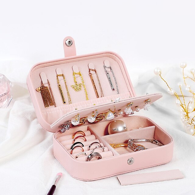  Simple And Convenient Jewelry Storage Box Home Travel Earrings Necklace Ring Jewelry Princess Storage Jewelry Box Spot