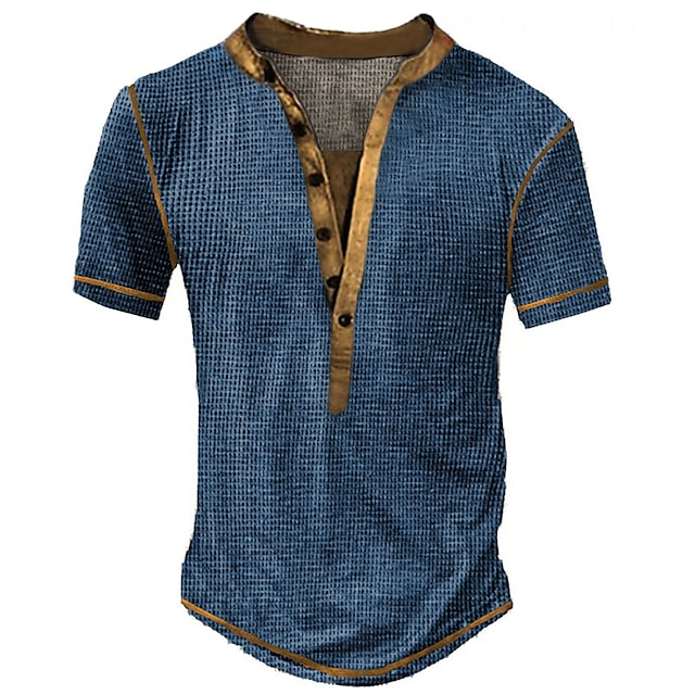  Men's T shirt Tee Waffle Henley Shirt Crew Neck Solid Colored Casual Daily Print Sleeveless Clothing Apparel Cool Casual