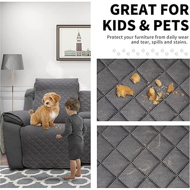 Loveseat Reclining Couch Covers with Console, NonSlip Pet Cover for