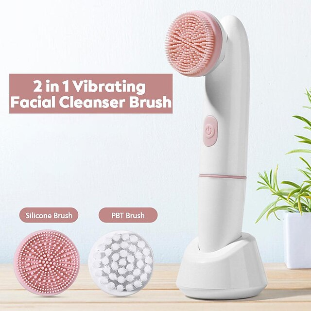  2 In 1 Electric Face Cleansing Brush Sonic Vibration Massage Tool Silicone Facial Cleaner Skin Deeply Clean And Remove Blackheads Skin Care Tools