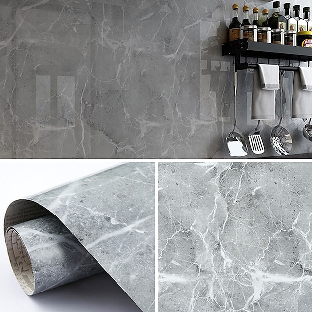 cool wallpapers grijs behang marmeren peel and stick muursticker zelfklevend waterdicht oliebestendig brandveilig, gemakkelijk verwijderbaar wandbekleding keukenblad en kastplankvoering