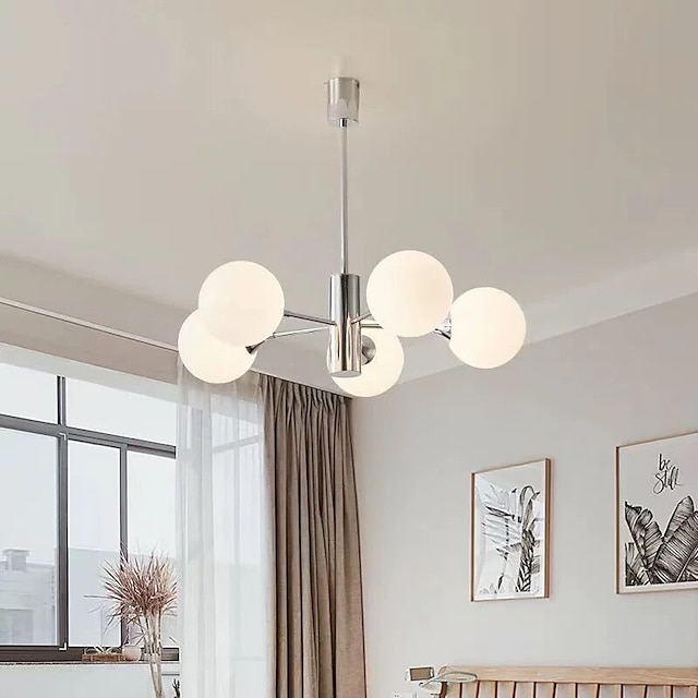  moderne spoetnik kroonluchter globe design, 3/5/8-lichts semi-inbouw plafondverlichting armatuur chroom voor slaapkamer, eetkamer, woonkamer, keuken, e27 basis, lampen niet inbegrepen
